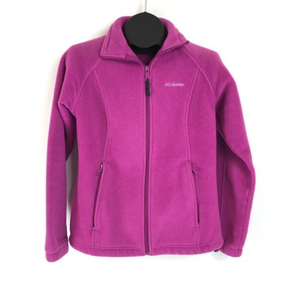 Columbia Full Zip Fleece Jacket Women's Size Medium Pockets Logo Mock Neck - Picture 1 of 14